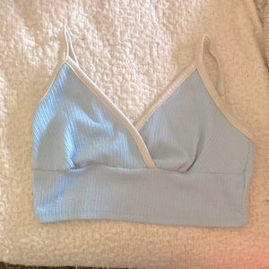 cute light blue v neck crop